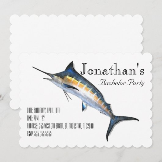 Invitation Blue Marlin 5x7 (Devant / Derrière)