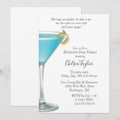 Invitation Blue Martini Cocktail Hour Bachelorette Party (Devant / Derrière)
