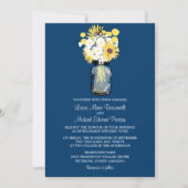 Invitation Blue Mason Jar Daisies Jaune Sunflowers Mariage (Devant)