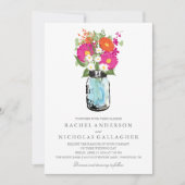 Invitation Blue Mason Jar et Gerber Daisies Mariage (Devant)