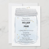 Invitation Blue Mason Jar & Fireflies (Devant)