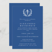 Invitation Blue MD Asclepius + Laurel Wreath Graduation (Devant / Derrière)
