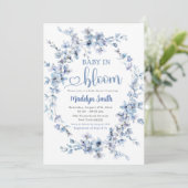 Invitation Blue Meadow Boho Baby in Bloom Baby shower (Debout devant)