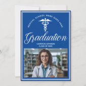 Invitation Blue Médicale School Photo Graduation Party (Devant)