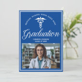 Invitation Blue Médicale School Photo Graduation Party (Debout devant)