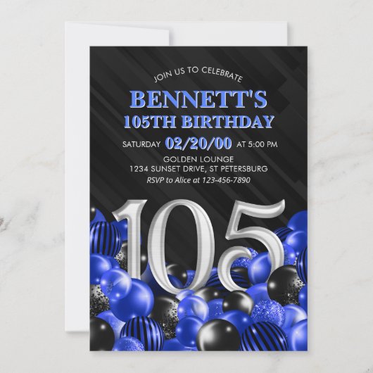 Invitation Blue Mens 105e anniversaire (Devant)