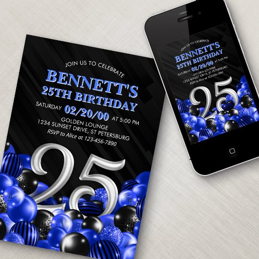 Invitation Blue Mens 25e anniversaire