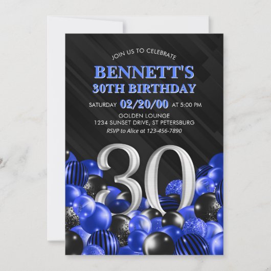 Invitation Blue Mens 30e anniversaire (Devant)