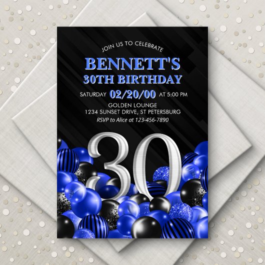 Invitation Blue Mens 30e anniversaire
