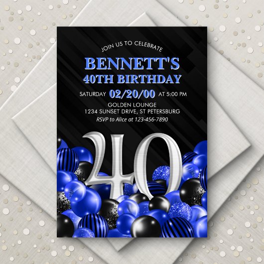 Invitation Blue Mens 40e anniversaire