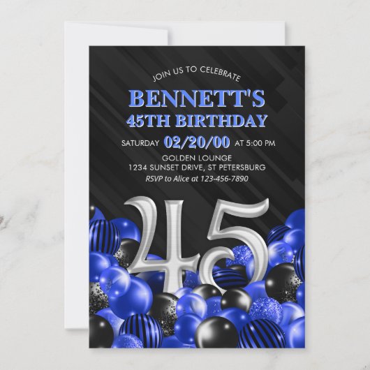 Invitation Blue Mens 45e anniversaire (Devant)