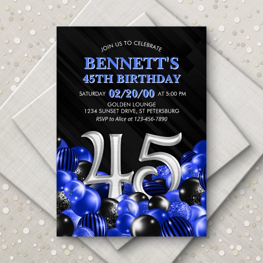 Invitation Blue Mens 45e anniversaire