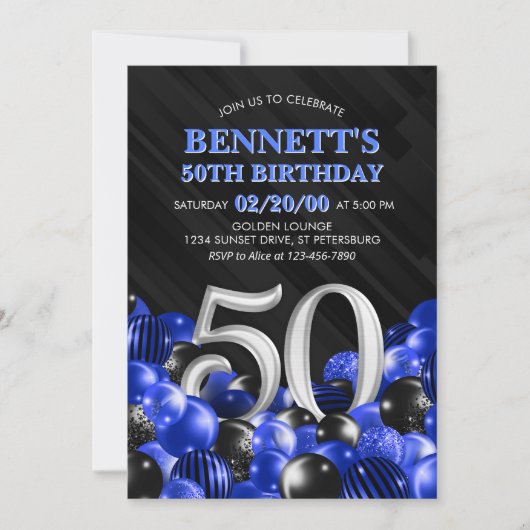 Invitation Blue Mens 50e anniversaire (Devant)