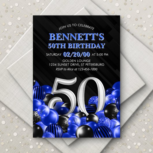 Invitation Blue Mens 50e anniversaire