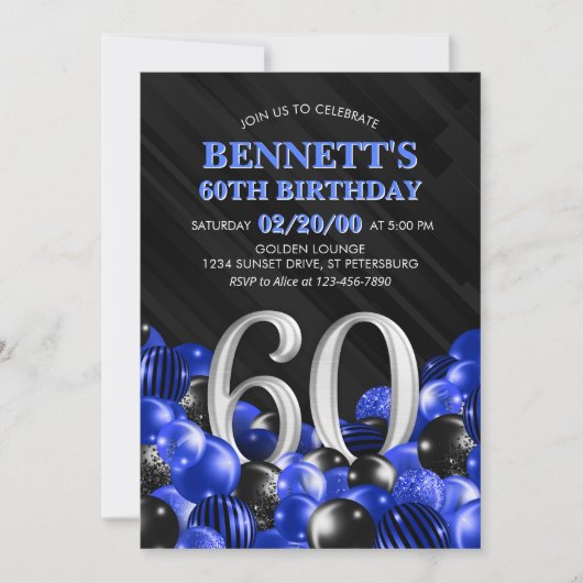 Invitation Blue Mens 60e anniversaire (Devant)