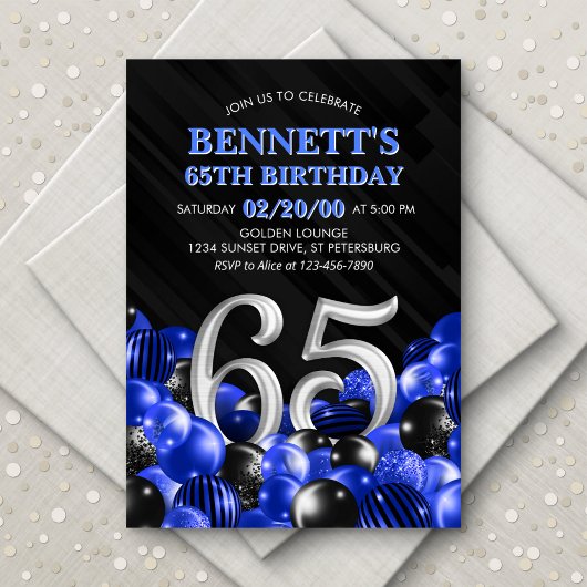 Invitation Blue Mens 65e anniversaire