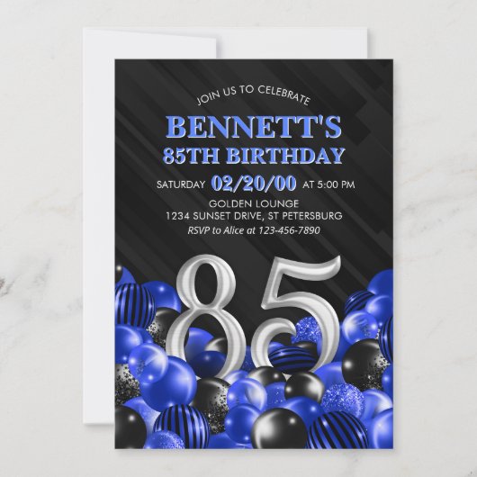 Invitation Blue Mens 85e anniversaire (Devant)