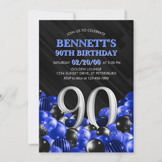 Invitation Blue Mens 90e anniversaire (Devant)