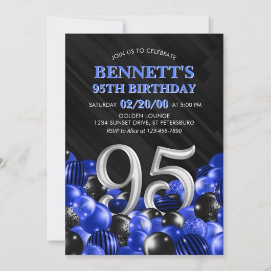 Invitation Blue Mens 95e anniversaire (Devant)