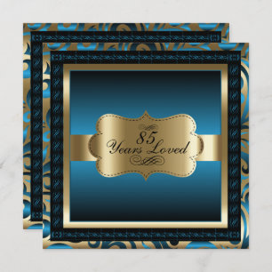 Invitation Blue Metallic & Gold - 85e anniversaire