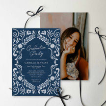 Blue Mexican Fiesta Graduation Party Photo Invite