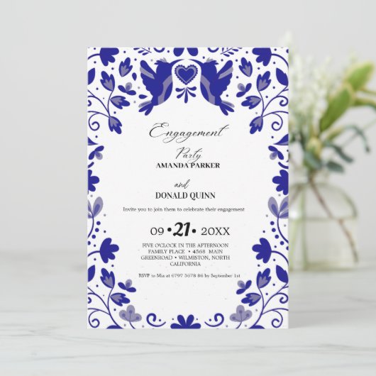 Invitation Blue Mexican Talavera (Debout devant)