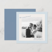 Invitation Blue Minimal Photo Wedding Save the Date (Devant / Derrière)