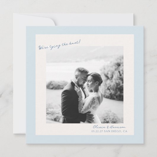 Invitation Blue Minimal Photo Wedding Save the Date (Devant)