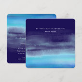 Invitation Blue Minimal Watercolor Waves (Devant / Derrière)