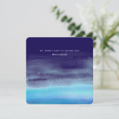 Invitation Blue Minimal Watercolor Waves (Debout devant)