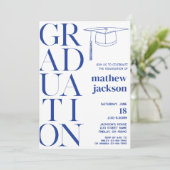 Invitation Blue Minimalist '24 Graduation Party Personnaliser (Debout devant)