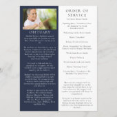 Invitation Blue Minimalist Photo Memorial Service Program (Dos)