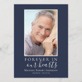 Invitation Blue Minimalist Photo Memorial Service Program (Devant)