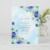 Invitation Blue Mint Watercolor Spring Wedding (Debout devant)