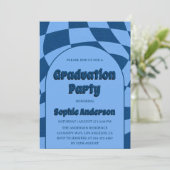 Invitation Blue Modern Arch with Photo Graduation Party  (Debout devant)