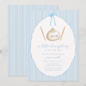Invitation Blue Modern Boy Bow Asian Dumpling Baby Shower  (Devant / Derrière)