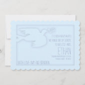 Invitation Blue Modern Dove Baby Célébration personnalisée de (Devant)