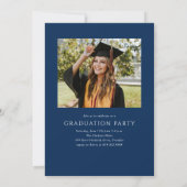 Invitation Blue Modern Élégant Script Photo Graduation Party (Dos)