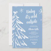 Invitation Blue Modern Minimalist Winter Baby Shower (Devant)