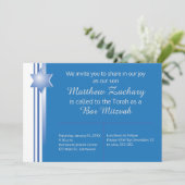 Invitation Blue Modern Star Bar Mitzvah (Debout devant)