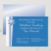 Invitation Blue Modern Star Bar Mitzvah (Devant / Derrière)