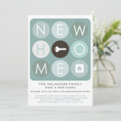 Invitation Blue Modern Typographie Fête de chauffage domestiq (Debout devant)