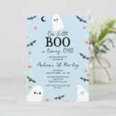 Invitation Blue moderne Halloween Little Boo 1er anniversaire (Debout devant)