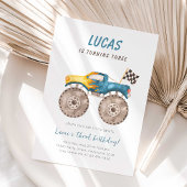 Invitation Blue Monster Truck N'importe quel âge fête d'anniv