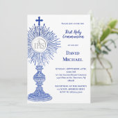 Invitation blue monstrance design | First Holy Communion (Debout devant)