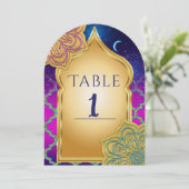 Invitation Blue Moon Arabe Nights Glam Gold Table Numéro (Debout devant)
