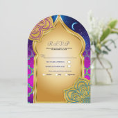 Invitation Blue Moon Arabe Nights Glam Or violet RSVP (Debout devant)