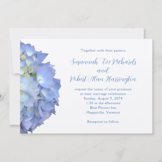Invitation Blue Moon Hydrangea Mariage horizontal (Devant)