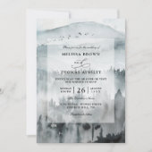 Invitation Blue Mountain Minimalist Budget QR Code Wedding (Devant)