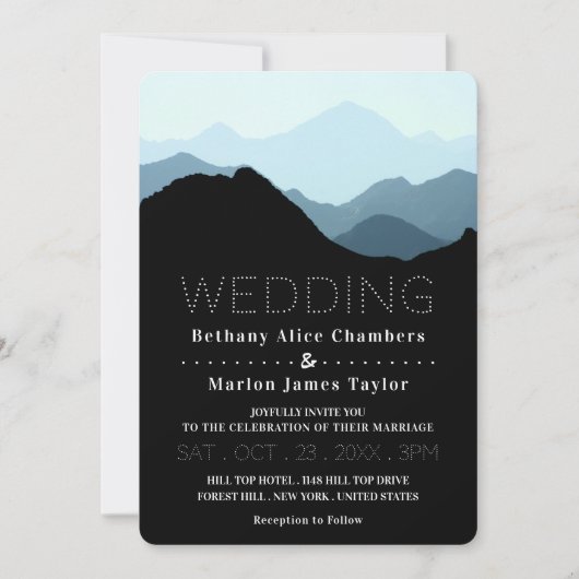Invitation Blue Mountain Range, Mariage rustique (Devant)